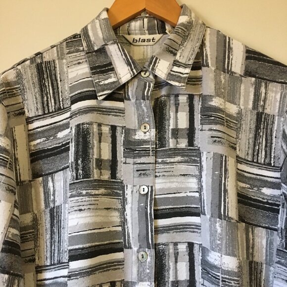 Vintage Blast Modern Bauhaus Mother of Pearl Button Down Dress Shirt - Picture 3 of 14